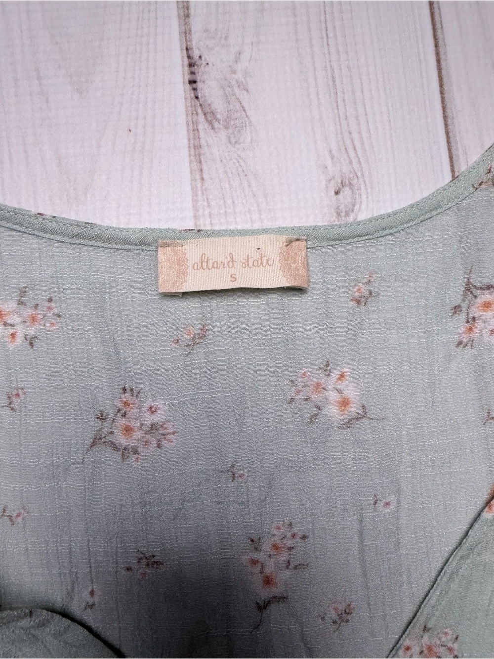 Altar'd State Sage Green Floral Button-Front Tiered Mini Dress - Picture 4 of 5
